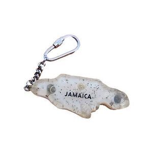 Vtg Jamaica Souvenir Lucite Keychain Beach Shells Island Key Fob
